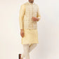 Men White & Gold Embroidered Woven Nehru Jacket( JOWC 4038 White )