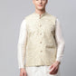 Men's Beige Printed textured Nehru Jacket( JOWC 4039 Beige )