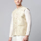 Men's Beige Printed textured Nehru Jacket( JOWC 4039 Beige )