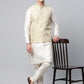 Men's Beige Printed textured Nehru Jacket( JOWC 4039 Beige )