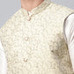 Men's Beige Printed textured Nehru Jacket( JOWC 4039 Beige )