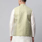 Men's Pista Green Printed textured Nehru Jacket( JOWC 4039 Pista )