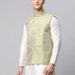 Men's Pista Green Printed textured Nehru Jacket( JOWC 4039 Pista )