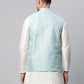 Men's Sky Blue Printed textured Nehru Jacket( JOWC 4039 Sky )