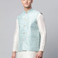 Men's Sky Blue Printed textured Nehru Jacket( JOWC 4039 Sky )