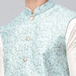 Men's Sky Blue Printed textured Nehru Jacket( JOWC 4039 Sky )