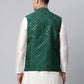 Men's Green Mirror Work Embroidered Nehru Jacket( JOWC 4040 Green )