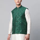 Men's Green Mirror Work Embroidered Nehru Jacket( JOWC 4040 Green )