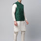 Men's Green Mirror Work Embroidered Nehru Jacket( JOWC 4040 Green )