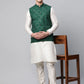 Men's Green Mirror Work Embroidered Nehru Jacket( JOWC 4040 Green )
