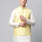 Men's Yellow Mirror Work Embroidered Nehru Jacket( JOWC 4040 Yellow )