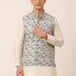 Men's Blue Floral Design Nehru Jacket.( JOWC 4042 Blue )