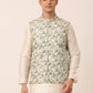 Men's Grey Floral Design Nehru Jacket.( JOWC 4042 Grey )