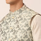 Men's Grey Floral Design Nehru Jacket.( JOWC 4042 Grey )