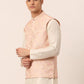 Men's Pink Floral Design Nehru Jacket.( JOWC 4042 Pink )