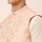 Men's Pink Floral Design Nehru Jacket.( JOWC 4042 Pink )