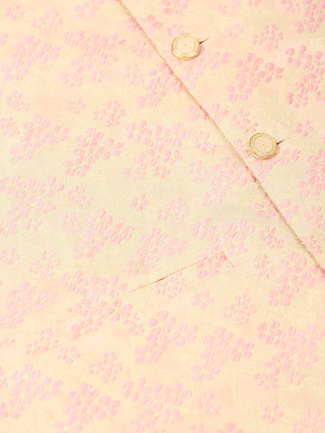 Men's Pink Floral Design Nehru Jacket.( JOWC 4042 Pink )