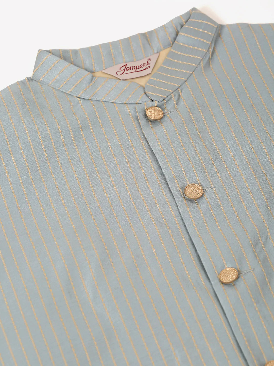 Men Blue & Golden Embroidered Nehru Jackets ( JOWC 4043 Blue )