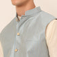 Men Blue & Golden Embroidered Nehru Jackets ( JOWC 4043 Blue )