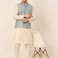 Men Blue & Golden Embroidered Nehru Jackets ( JOWC 4043 Blue )