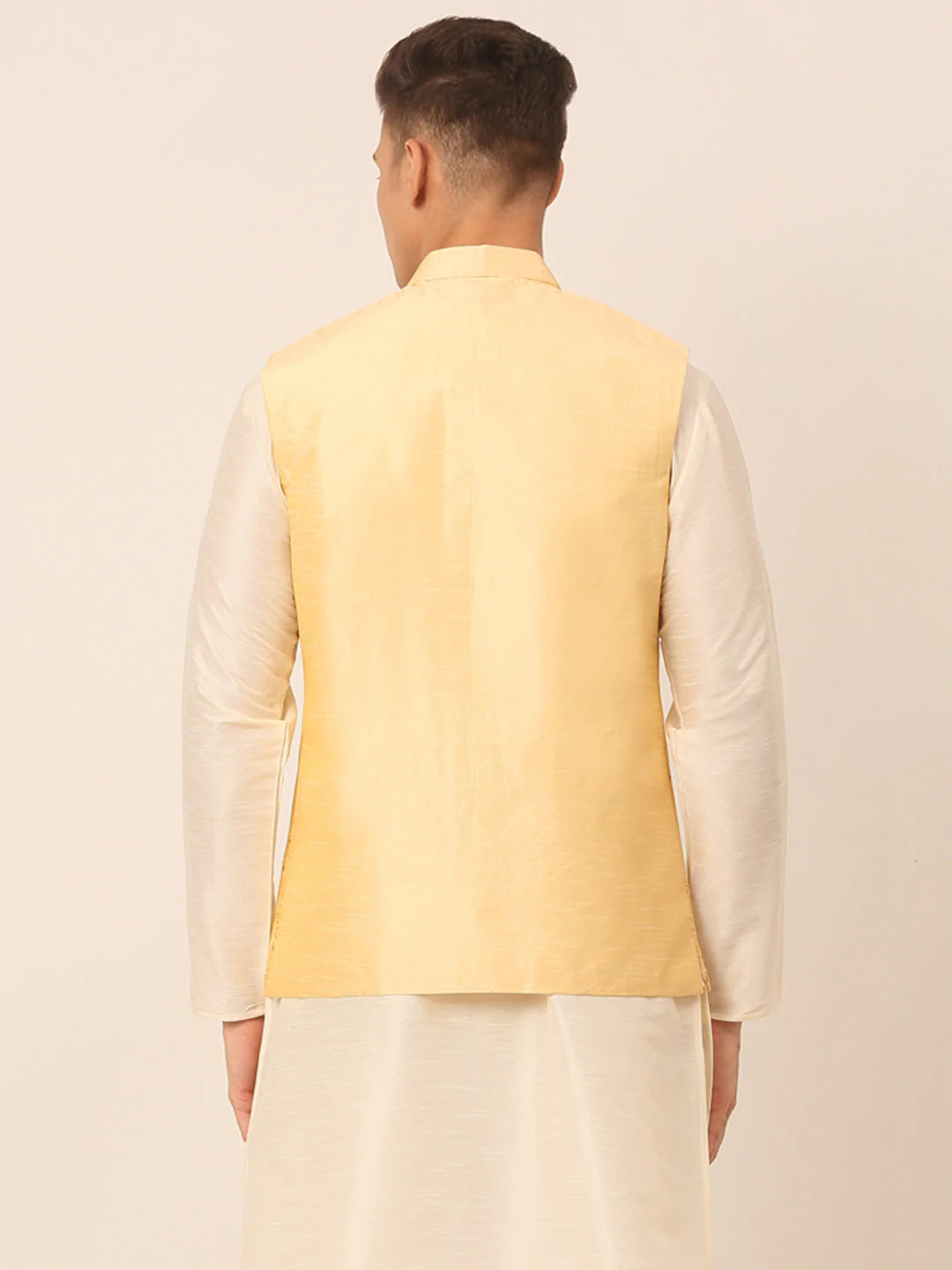 Men Golden Embroidered Woven Nehru Jackets ( JOWC 4044 Golden )