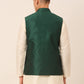 Men Green Embroidered Woven Nehru Jackets ( JOWC 4044 Green )