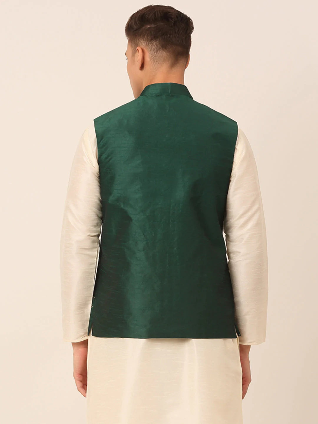 Men Green Embroidered Woven Nehru Jackets ( JOWC 4044 Green )