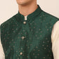 Men Green Embroidered Woven Nehru Jackets ( JOWC 4044 Green )