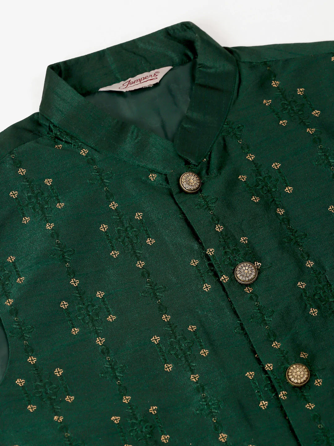 Men Green Embroidered Woven Nehru Jackets ( JOWC 4044 Green )