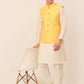 Men Yellow Embroidered Woven Nehru Jackets ( JOWC 4044 Yellow )