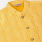 Men Yellow Embroidered Woven Nehru Jackets ( JOWC 4044 Yellow )