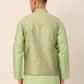 Men Beige & Golden Woven Design Nehru Jackets-JOWC_4045Pista ( JOWC 4045 Pista )