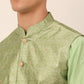 Men Beige & Golden Woven Design Nehru Jackets-JOWC_4045Pista ( JOWC 4045 Pista )