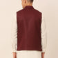 Men Maroon Solid Woven Sleeveless Nehru Jackets ( JOWC 4046 Maroon )