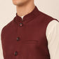 Men Maroon Solid Woven Sleeveless Nehru Jackets ( JOWC 4046 Maroon )