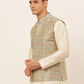 Men Grey Embroidered Nehru Jacket ( JOWC 4047 Grey )