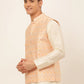 Men Pink Embroidered Nehru Jacket ( JOWC 4047 Pink )