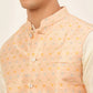 Men Pink Embroidered Nehru Jacket ( JOWC 4047 Pink )