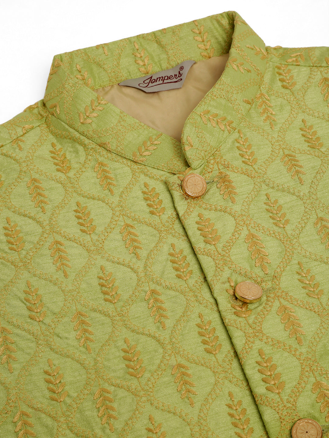 Men's Embroidered Waistcoat ( JOWC 4049Green )