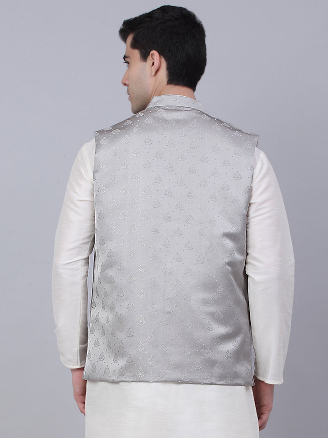 Men's Grey Woven Design Waistcoats ( JOWC 4050Grey )