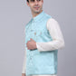Men's Sky Blue Woven Design Waistcoats ( JOWC 4050Sky )