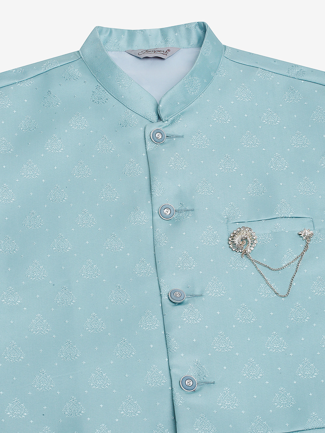 Men's Sky Blue Woven Design Waistcoats ( JOWC 4050Sky )