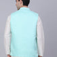 Men's Sky Blue Woven Design Waistcoats ( JOWC 4066Sky )