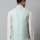 Men's Sky Blue Woven Design Waistcoats ( JOWC 4069Sky )