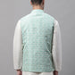 Men Sky Blue and White Woven Design Waistcoats ( JOWC 4073Sky )