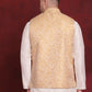 Golden Woven Design Nehru Jacket ( JOWC 4087Golden )