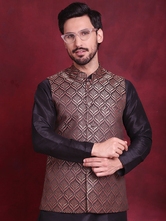 Woven Design Nehru Jacket ( JOWC 4088 Maroon )