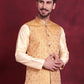 Woven Design Nehru Jacket ( JOWC 4089 Mustard )