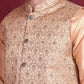 Woven Design Nehru Jacket ( JOWC 4089 Cream )
