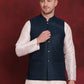 Blue Woven Design Nehru Jacket ( JOWC 4091Peacock )